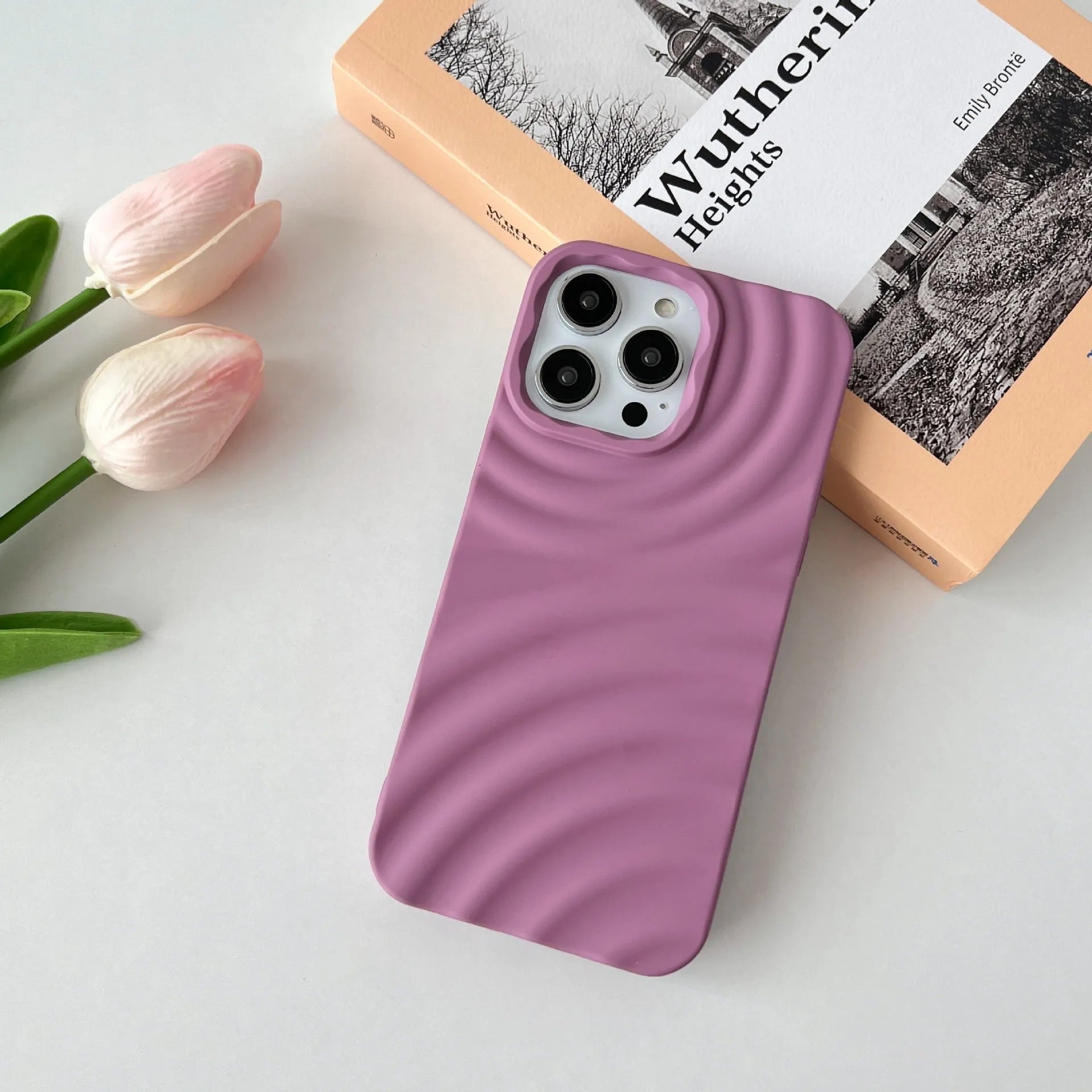 Niche pure colour TPU phone case with water ripple pattern in corrugated black for iPhone 12 Pro Max
