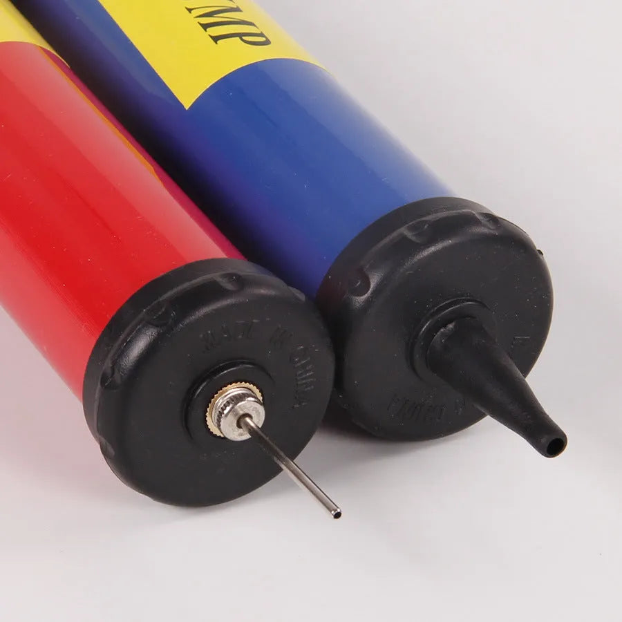 Manual plastic hand pump in mixed colours for inflating sports balls and balloons