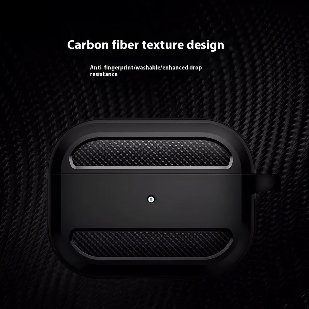 Carbon fibre patterned TPU protective case for AirPods in apple green colour