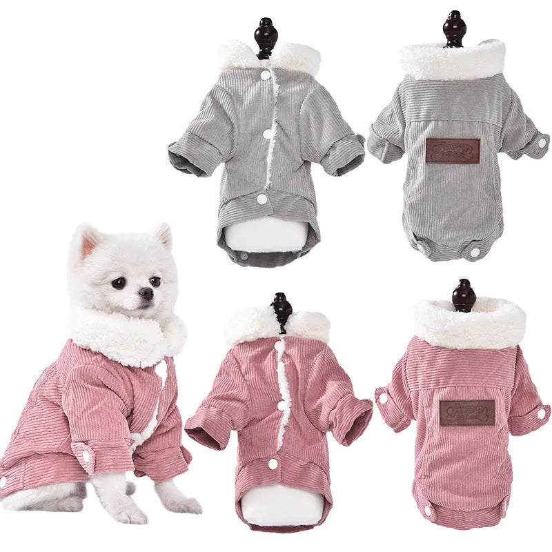 Lambswool grey padded dog vest with wool lining for winter warmth
