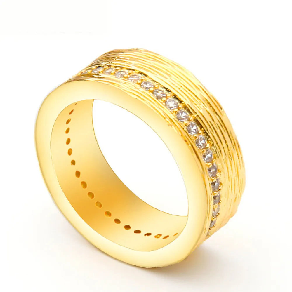 Geometric gold electroplated copper women's ring showing clean lines and contemporary design