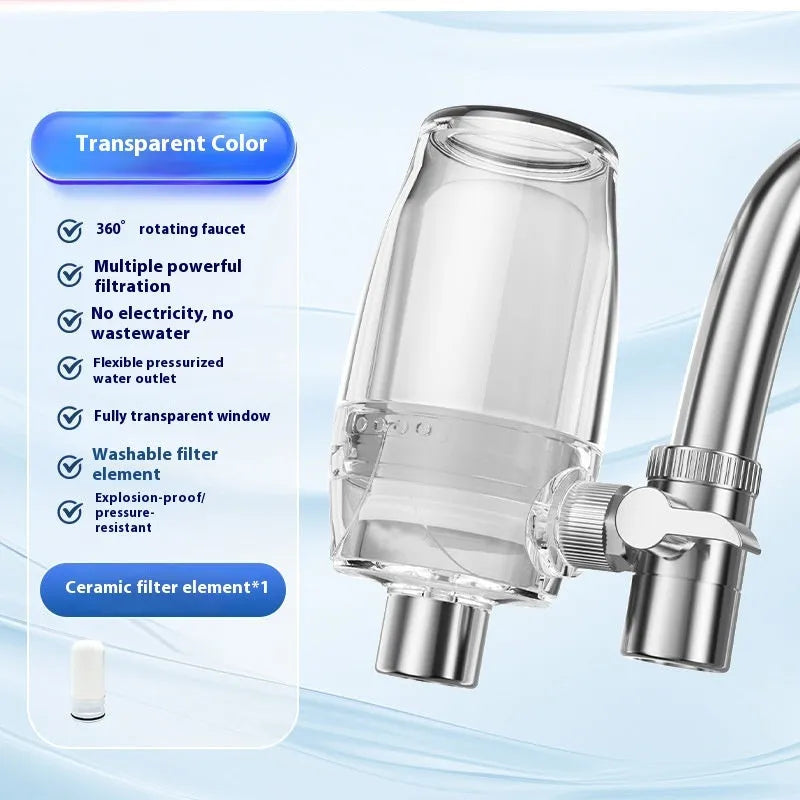 Ceramic faucet water filter element for front drinking water filtration systems