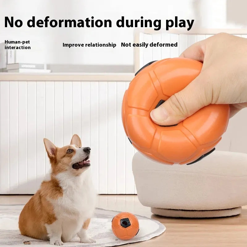 Orange and white TPR dog chew toy ball for teeth grinding and interactive play.