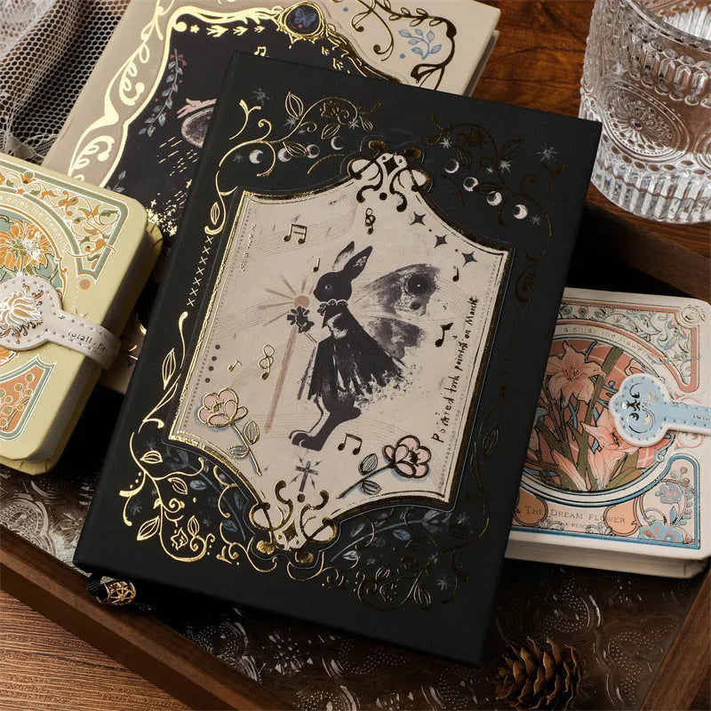 Retro Gothic THALO style A5 notebook with Pan Shen's Maze, Forest, or Red Fruit Temptation cover designs.