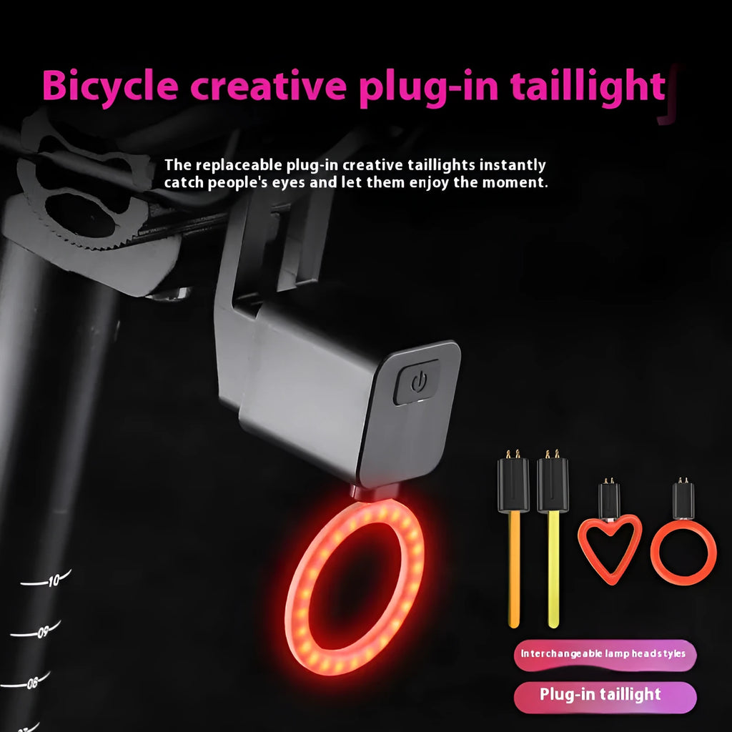 Bicycle running water taillight with animated safety lighting in multiple colour options