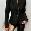 Ladies button front jacket with princess sleeves in spandex blend fabric