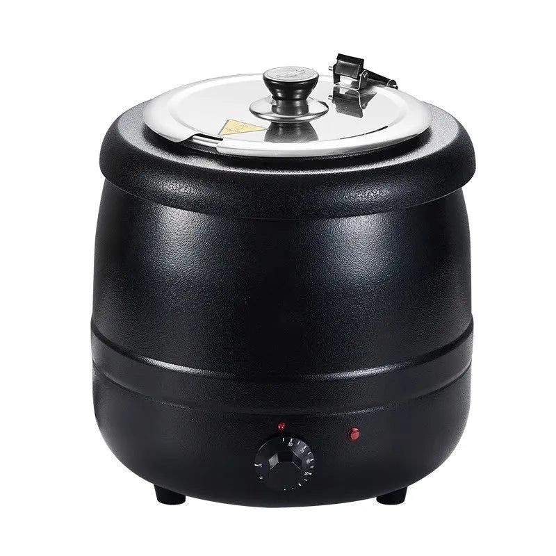 Black stainless steel 10L electric heating insulation pot with large mouth opening and steel cover
