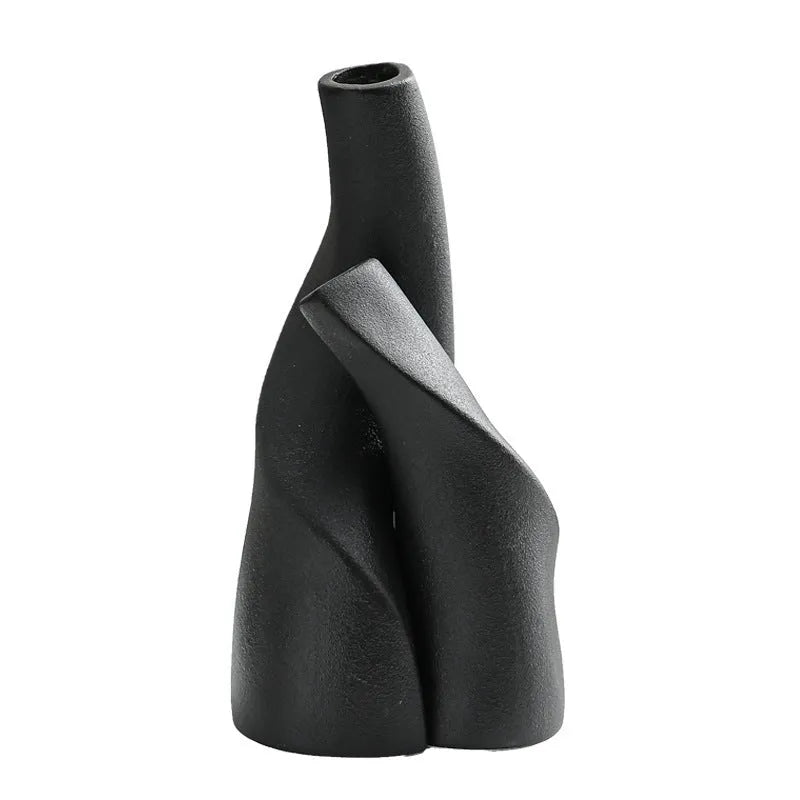 Nordic ceramic shaped double vase in Cream Colour for home decoration ornament
