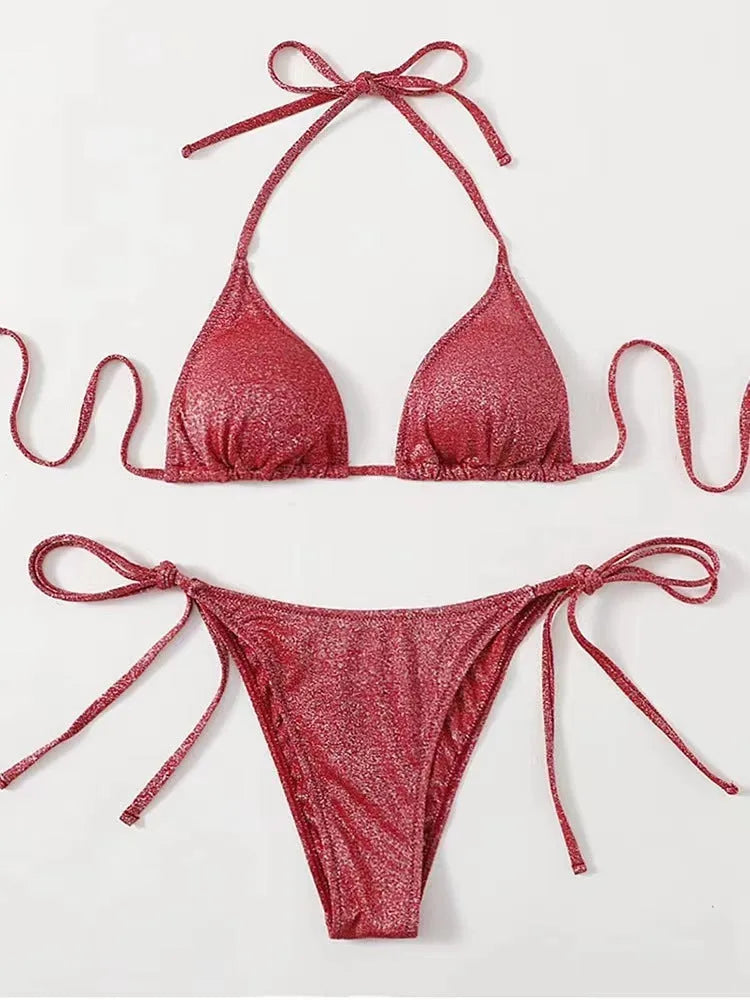 Women's bandage bikini swimsuit in multiple colours with a briefs bottom.