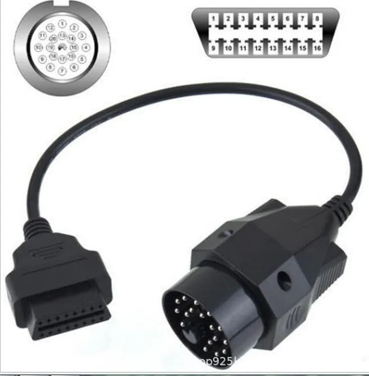 BMW diagnostic adapter cable with 20-pin and 16-pin OBD2 connectors for vehicle scanner compatibility