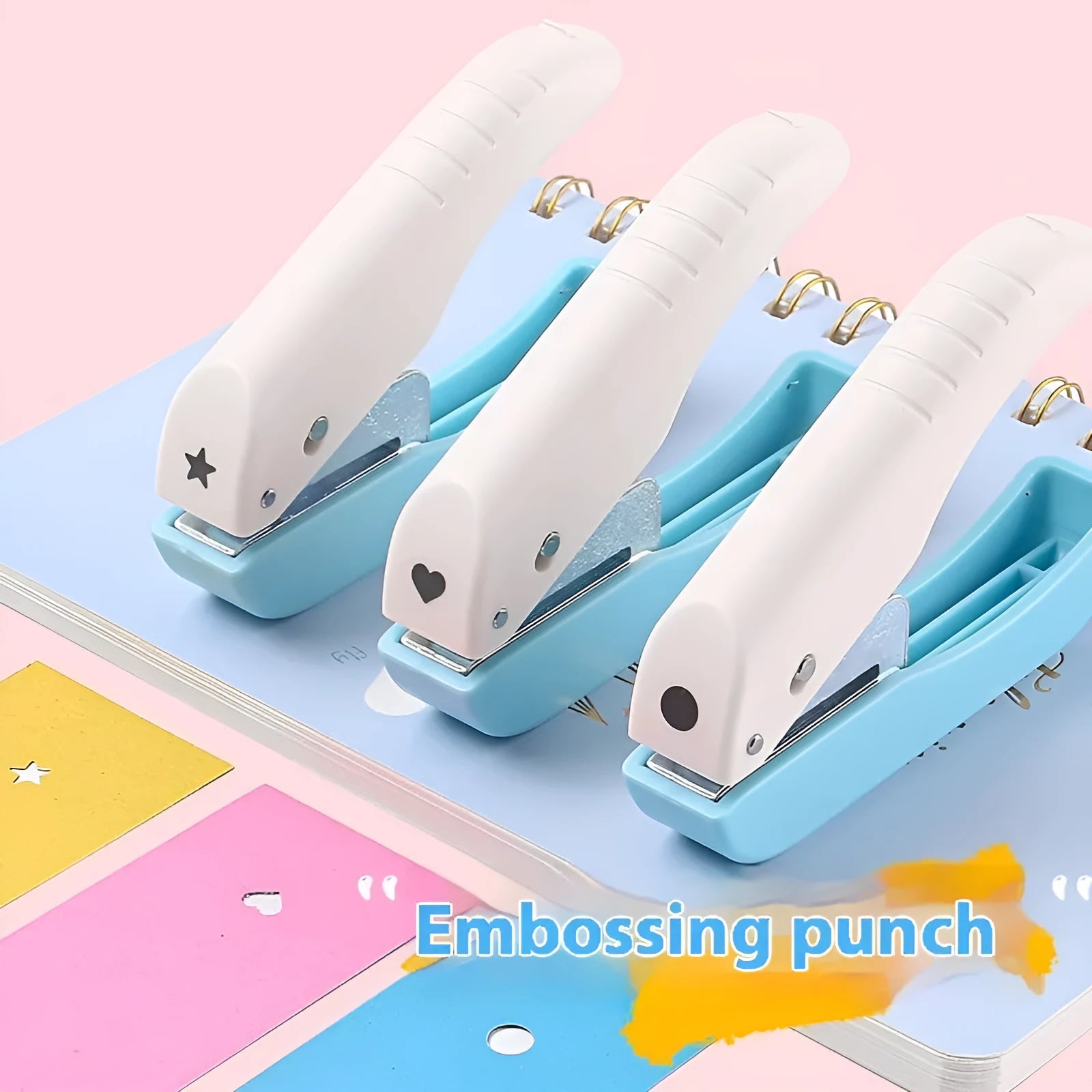 Small hand-held manual embossing punching machine with four pattern options for paper crafts