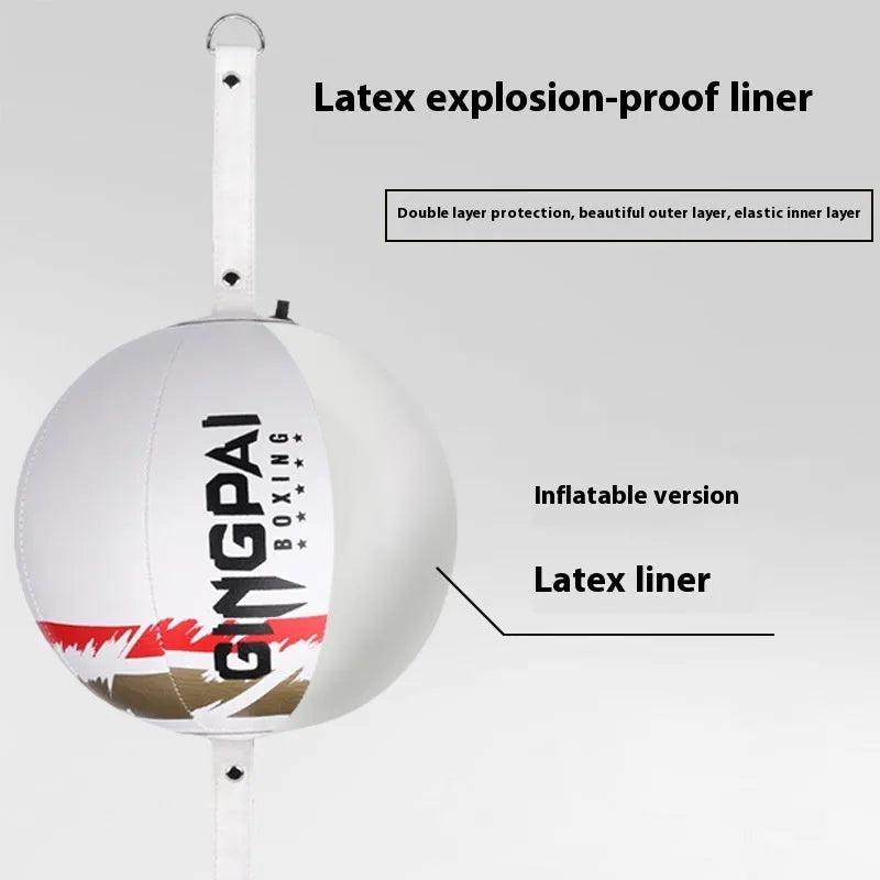 Black and green PU hanging boxing speed ball for reaction training.