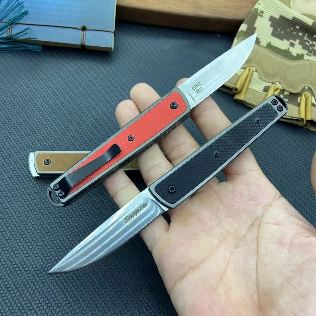 Handmade folding fruit knife with stainless steel blade in black, red, or coffee colour.