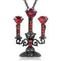 Gothic style zinc alloy clavicle chain necklace with a hollow candlestick pendant on a cross chain.