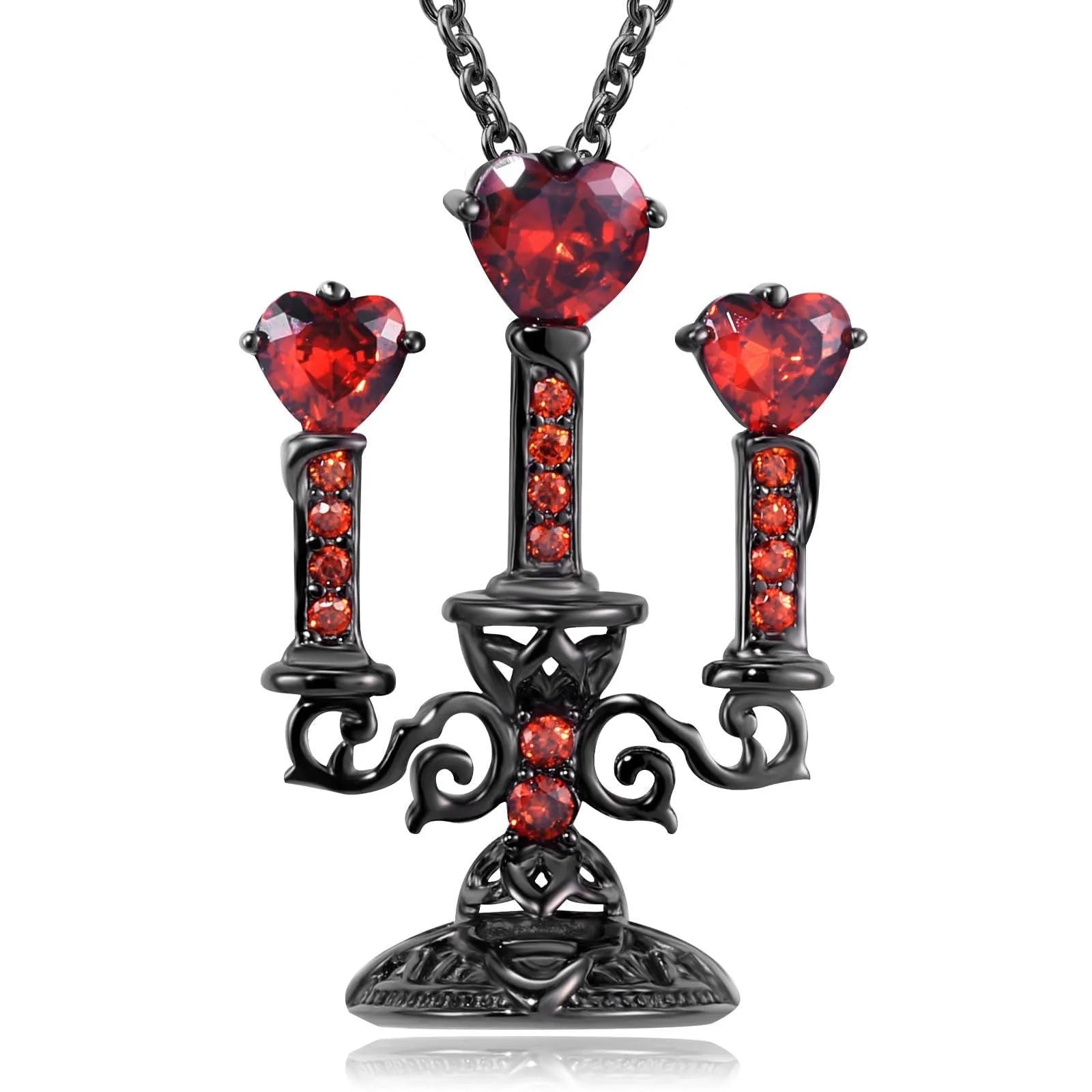 Gothic style zinc alloy clavicle chain necklace with a hollow candlestick pendant on a cross chain.