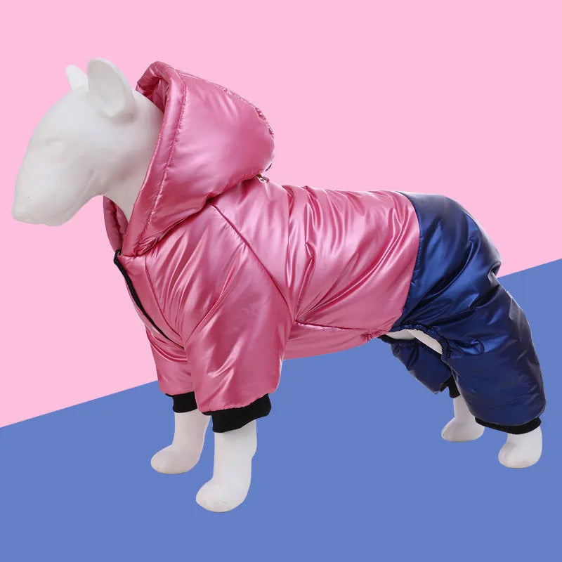 Green waterproof windproof dog four-legged cotton-padded coat size L