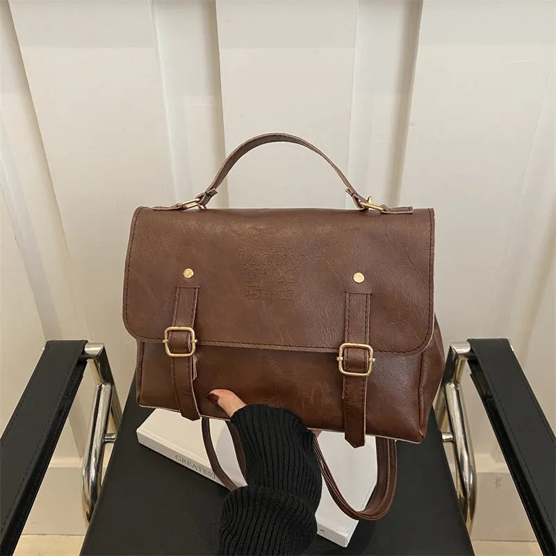 Soft PU crossbody backpack for women urban simplicity style 27.5cm outer sandwich pocket