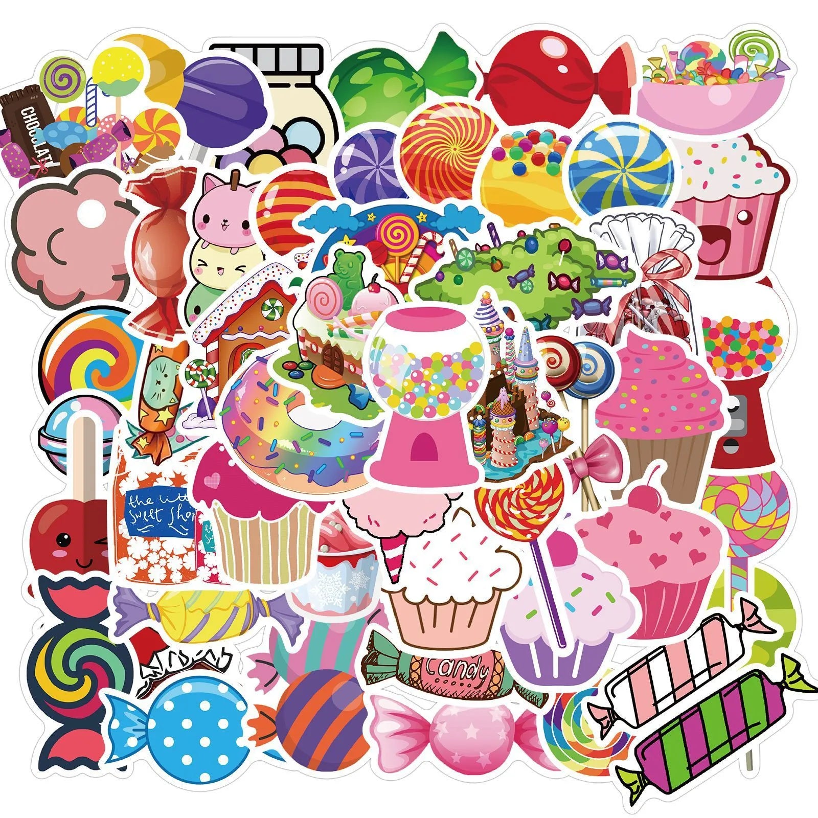 Colourful Candy series graffiti stickers with cartoon designs measuring 4-6cm