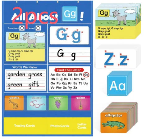 Alphabet learning sleeve table chart with educational cards for early years literacy development