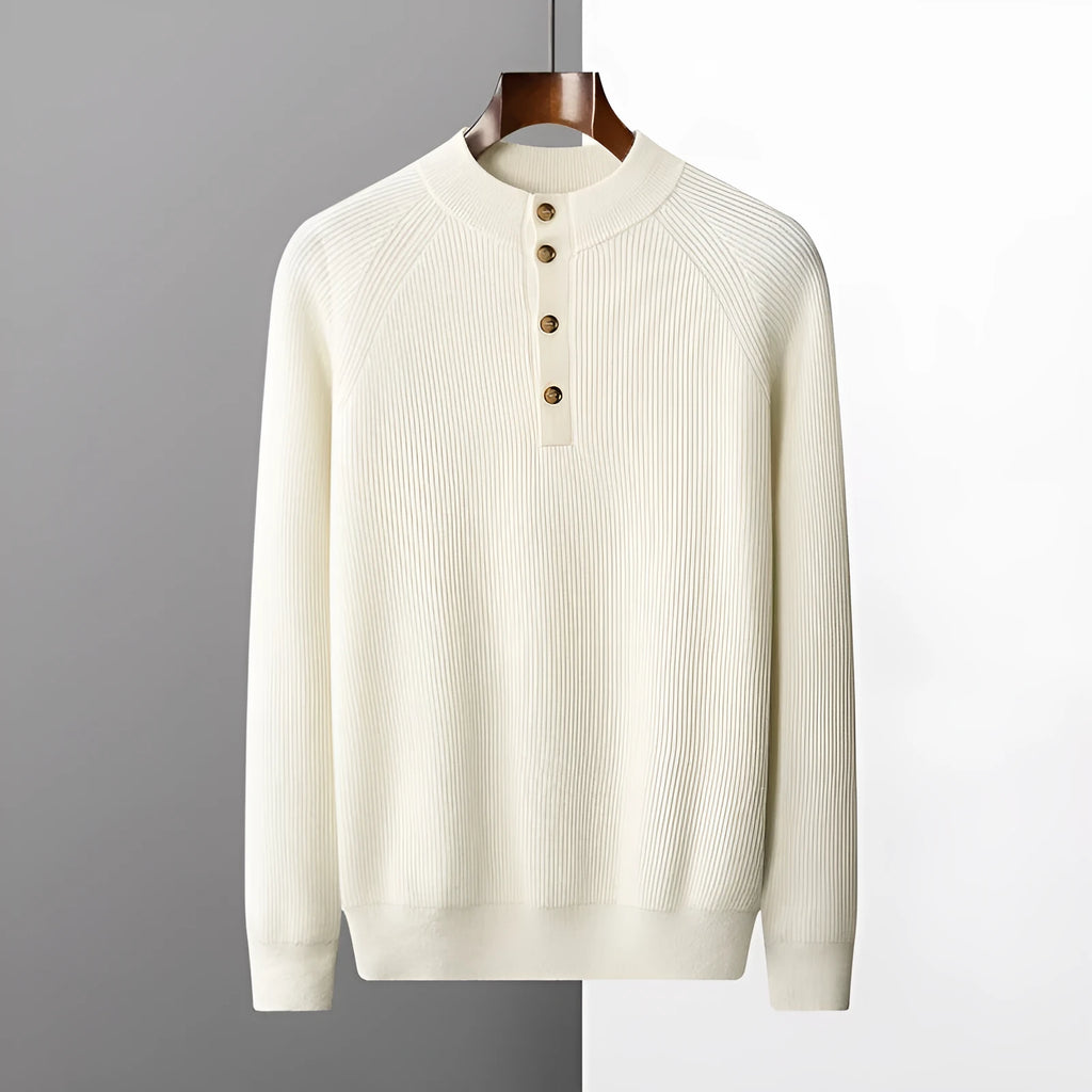 Half-height cardigan collar oversized knit wool sweater in dark blue, loose pullover with extra coarse yarn