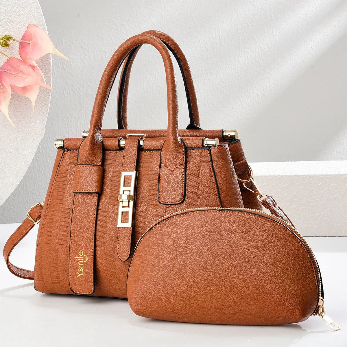 PU leather crossbody handbag with round suitcase shape in multiple colour options