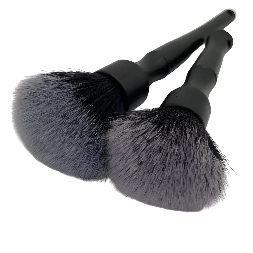 Black car detailing brush with soft pig hair bristles, showing 240mm length.