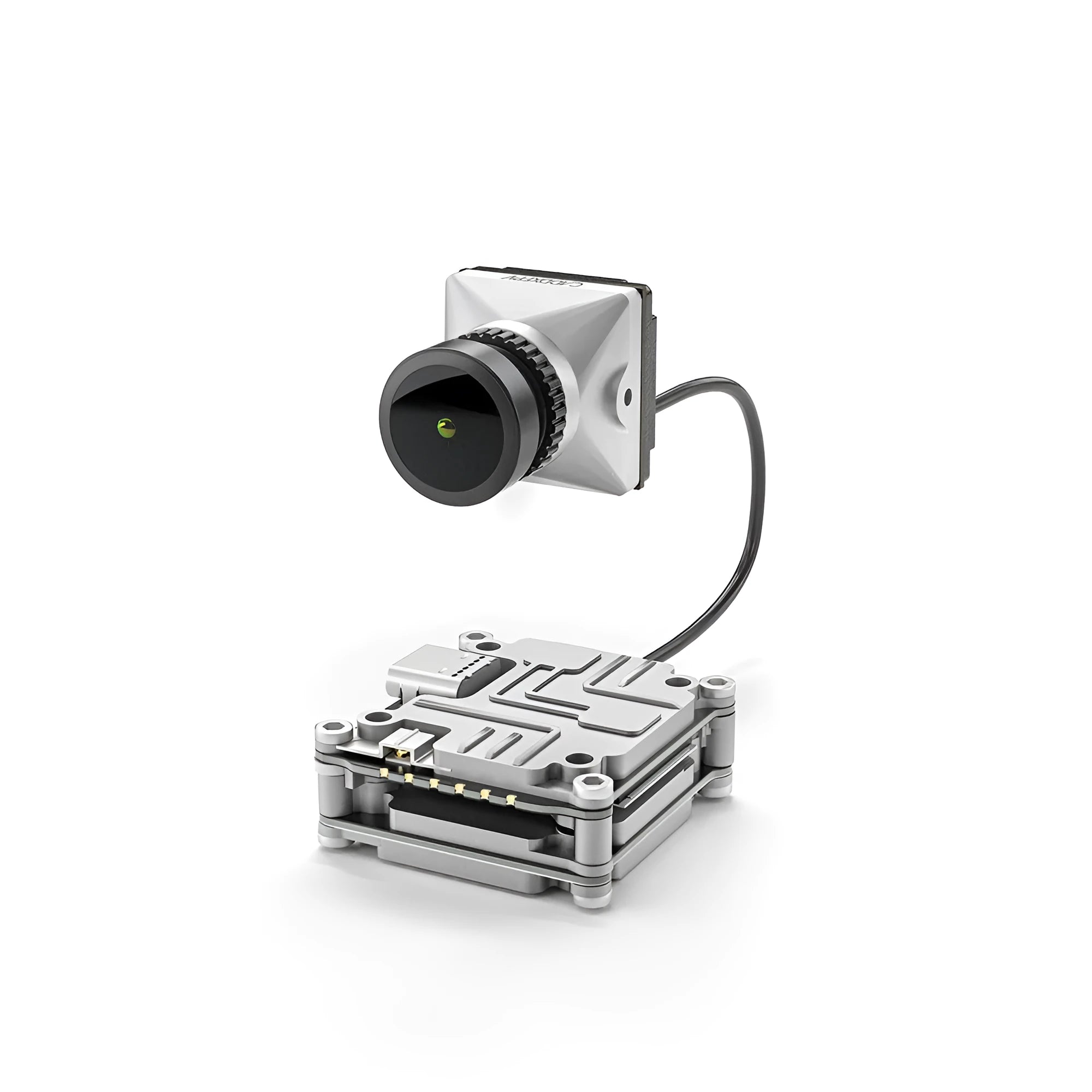 Silver Caddx ADAPTS DJI FPV digital image transmission machine kit with polar vista module, screws, and cables
