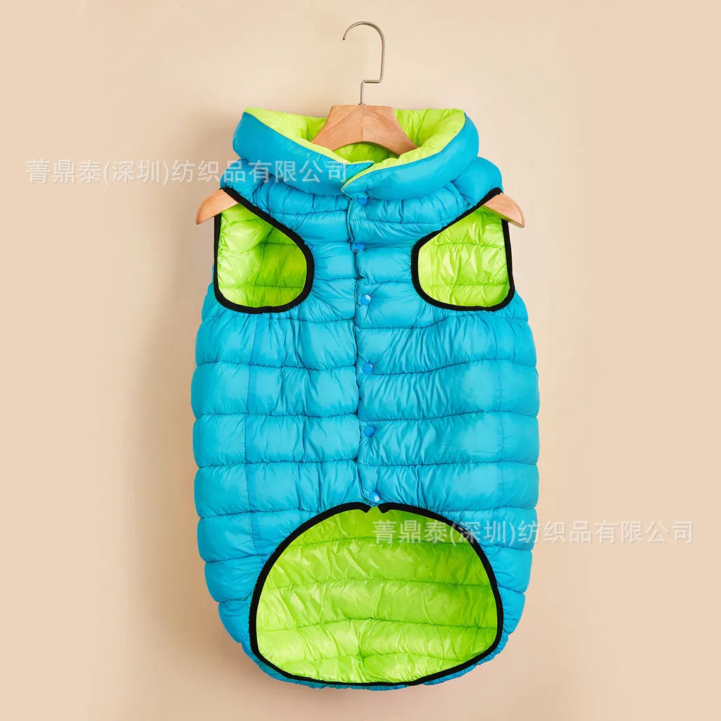 Winter down cotton dog clothes in brown beige with nylon outer shell, casual style, size S to 5XL