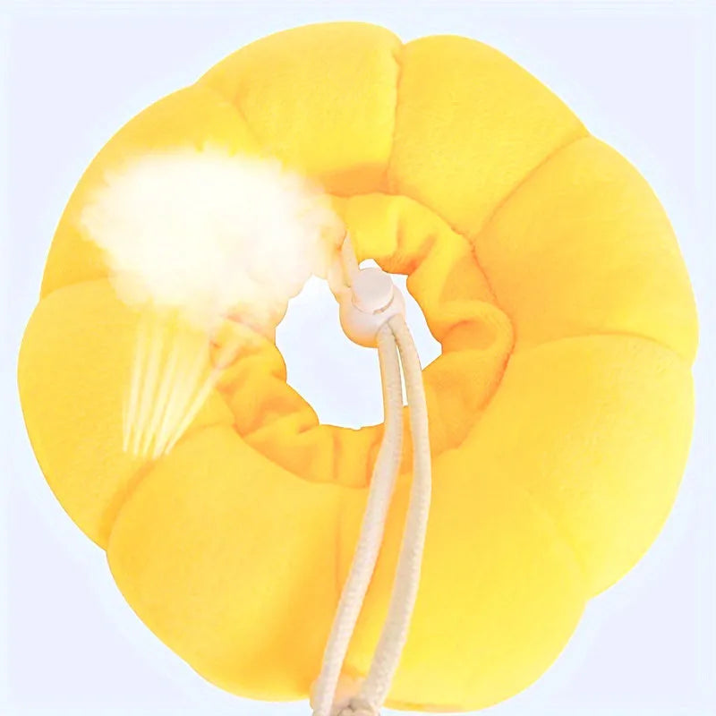 Cute sunflower-shaped adjustable recovery collar for small pets, soft cotton material