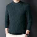 Men's winter thicken thermal wool sweater with diamond jacquard craft in multiple colour options