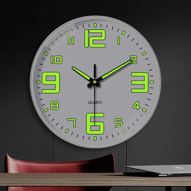8 inch luminous wall clock with modern design and plastic casing