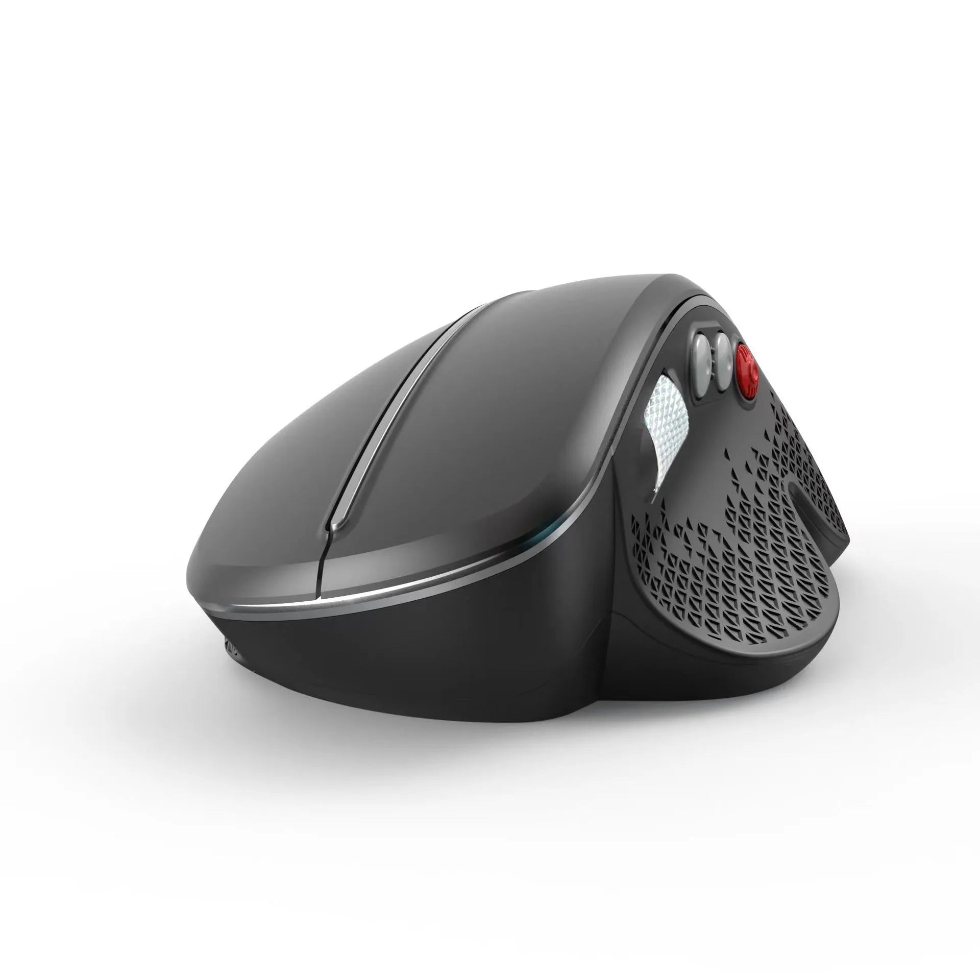 T32 wireless vertical ergonomic mouse with aluminium side roller in black or silver matte finish