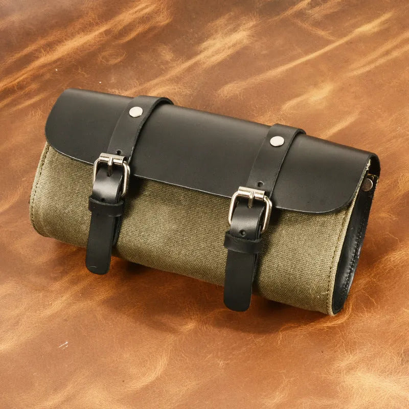 Camel Bag Knight cotton messenger bag in retro style with organiser pockets, shown in army green.