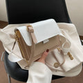 Small PU chain messenger bag in horizontal square shape with double shoulder strap, 14.5x19.5x8cm