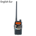 Baofeng UV-5RA black handheld dual-band radio with display screen and antenna.