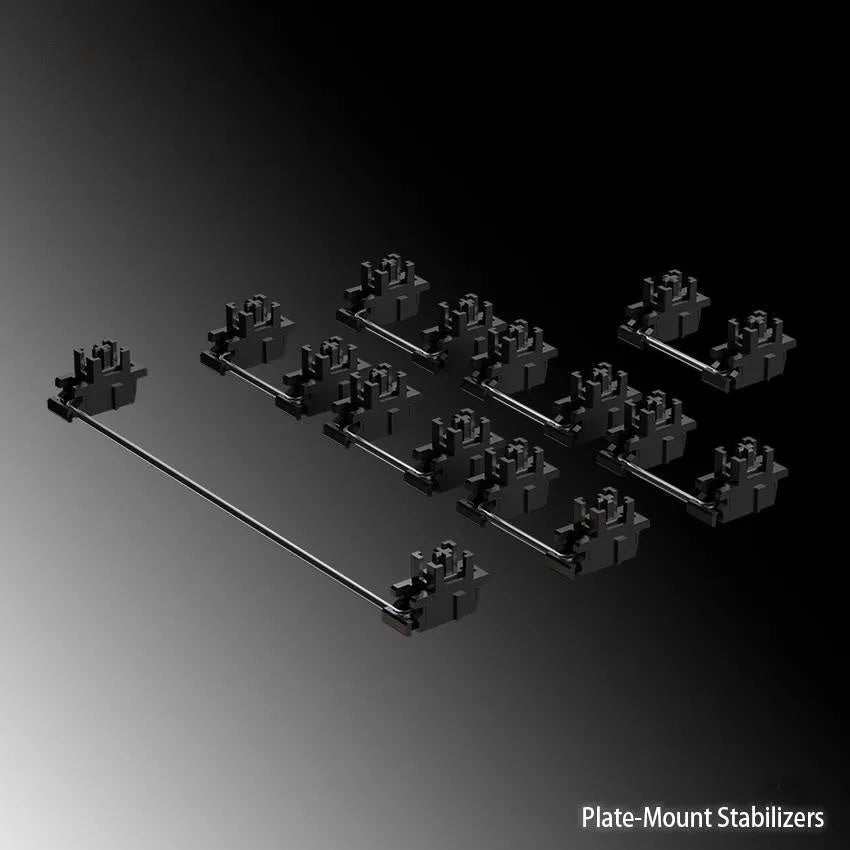 Black and milky white mechanical keyboard satellite axis stabiliser accessories for 6.25U and 7U spacebars.