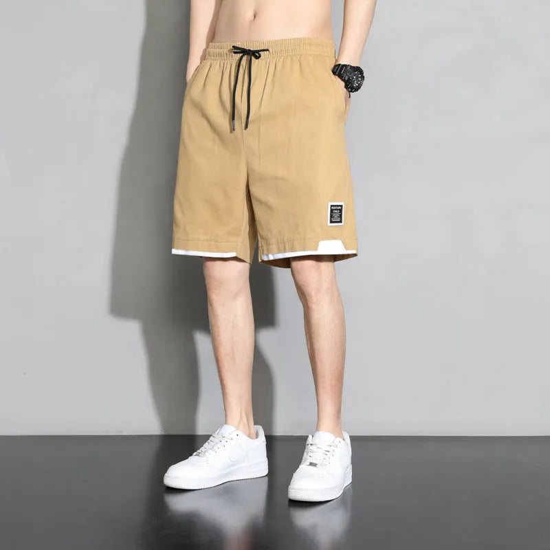 Japanese style cotton shorts for teenage boys in plus sizes with mid waist design