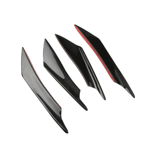 Set of four ABS plastic bumper blades for car styling in carbon fibre finish