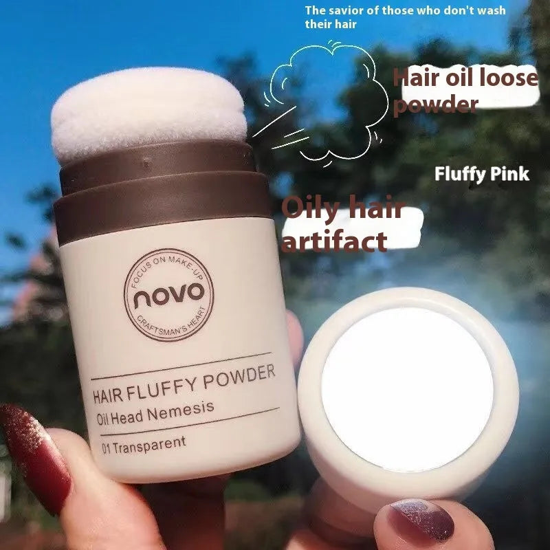 Veejaga translucent oil control powder container showing natural colour face and hairline powder