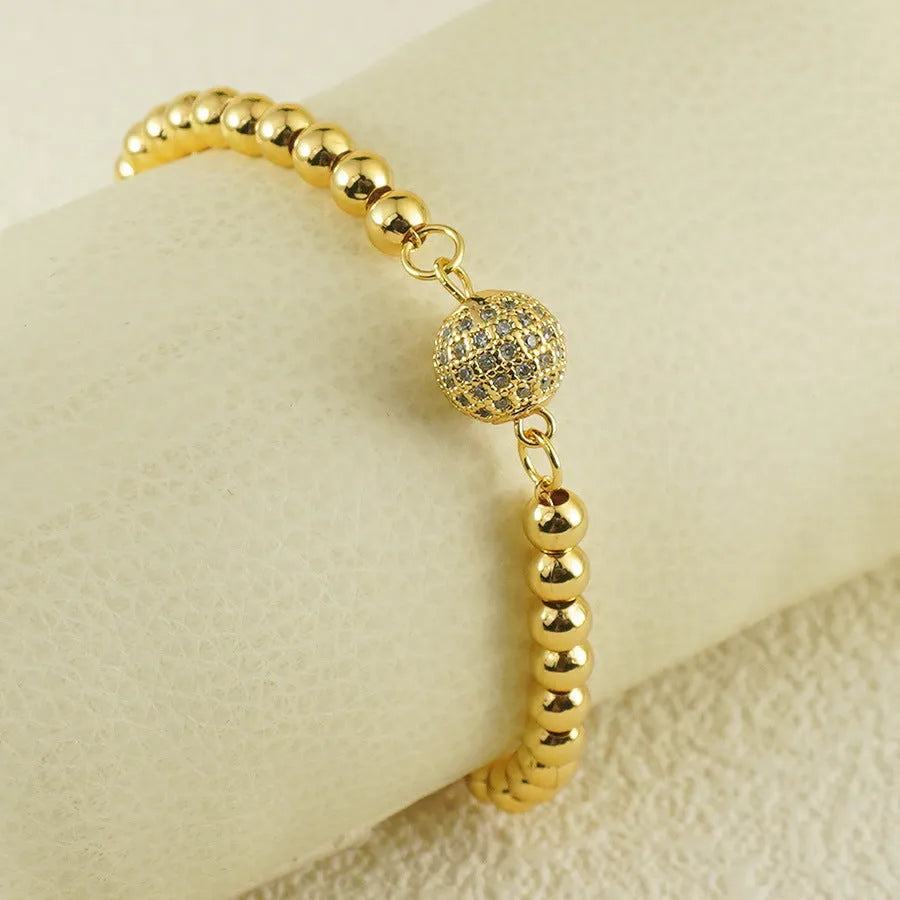 Women's Arabic style copper bracelet with heart-shaped zircon stone decoration