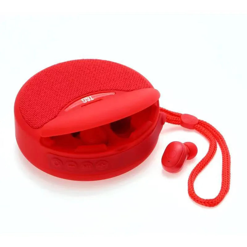Outdoor portable Bluetooth speaker in black, 98x98x38mm, with 3D stereo subwoofer and TF card support