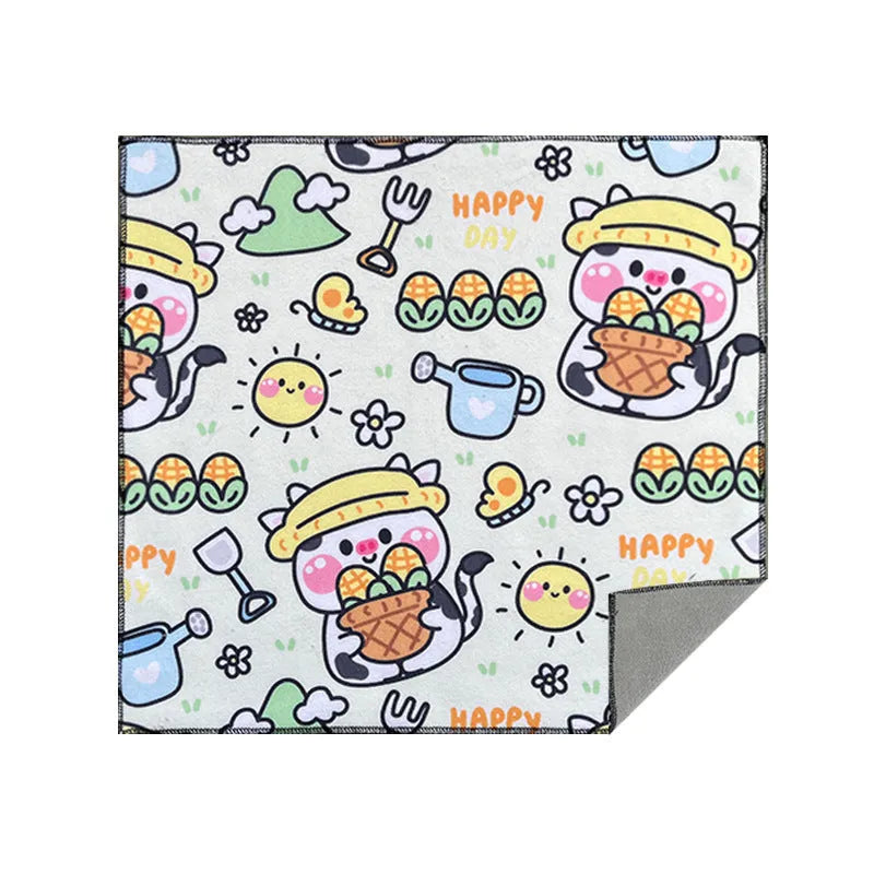 Cartoon printed cat cosmetic bag in nylon with colourful animal design showing size options