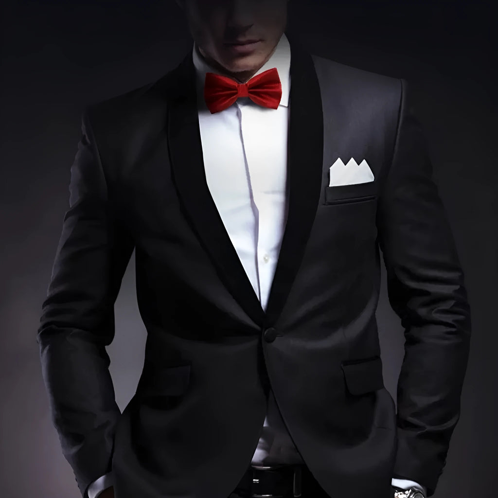 Men's solid colour polyester bow tie with flat head design for formal occasions