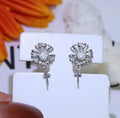 Baroque floral design sterling silver earrings with matching ring holder in gold and silver colour options
