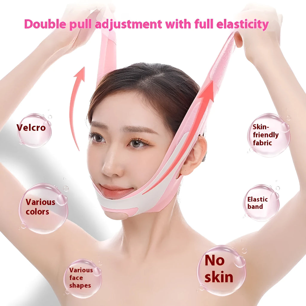 Pink and black elastic V face bandage facial care tool with far infrared and ordinary specifications