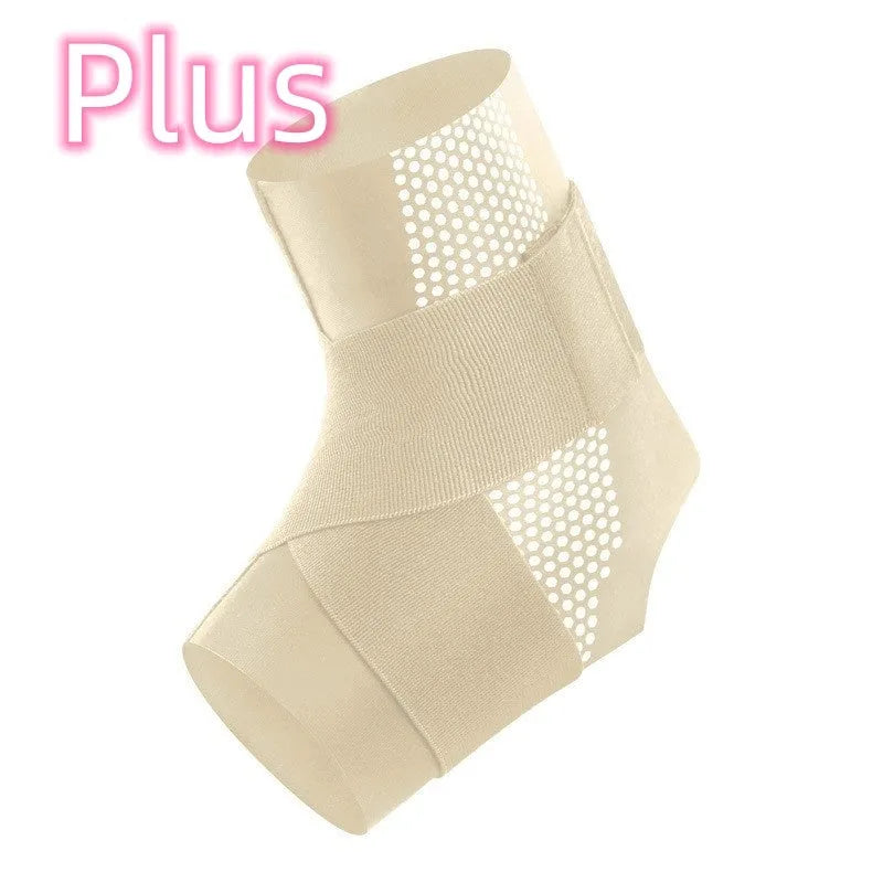 A black Lycra cloth ankle support brace for adults, laid flat to show its sleeve design.