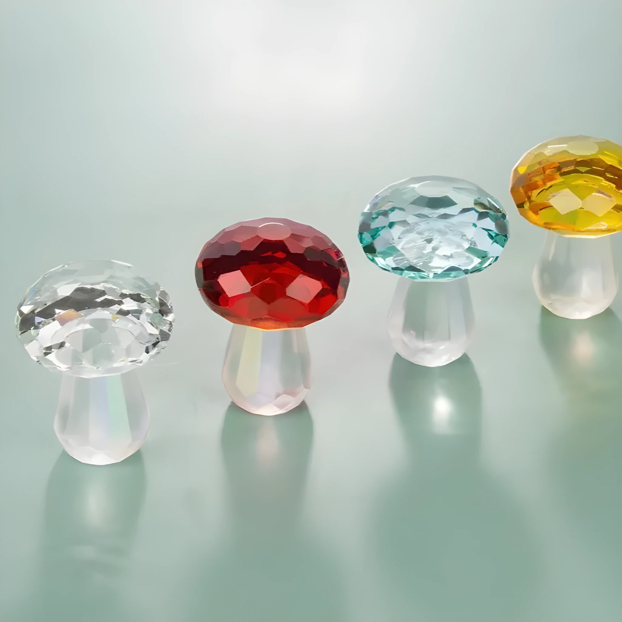 Colourful mushroom crystal decorative ornament geometric design 40x53mm