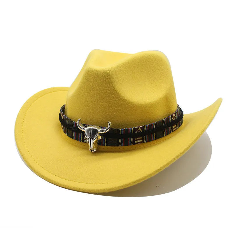 Western cowboy hat with bell crown style in polyester fabric, M size 56-58cm