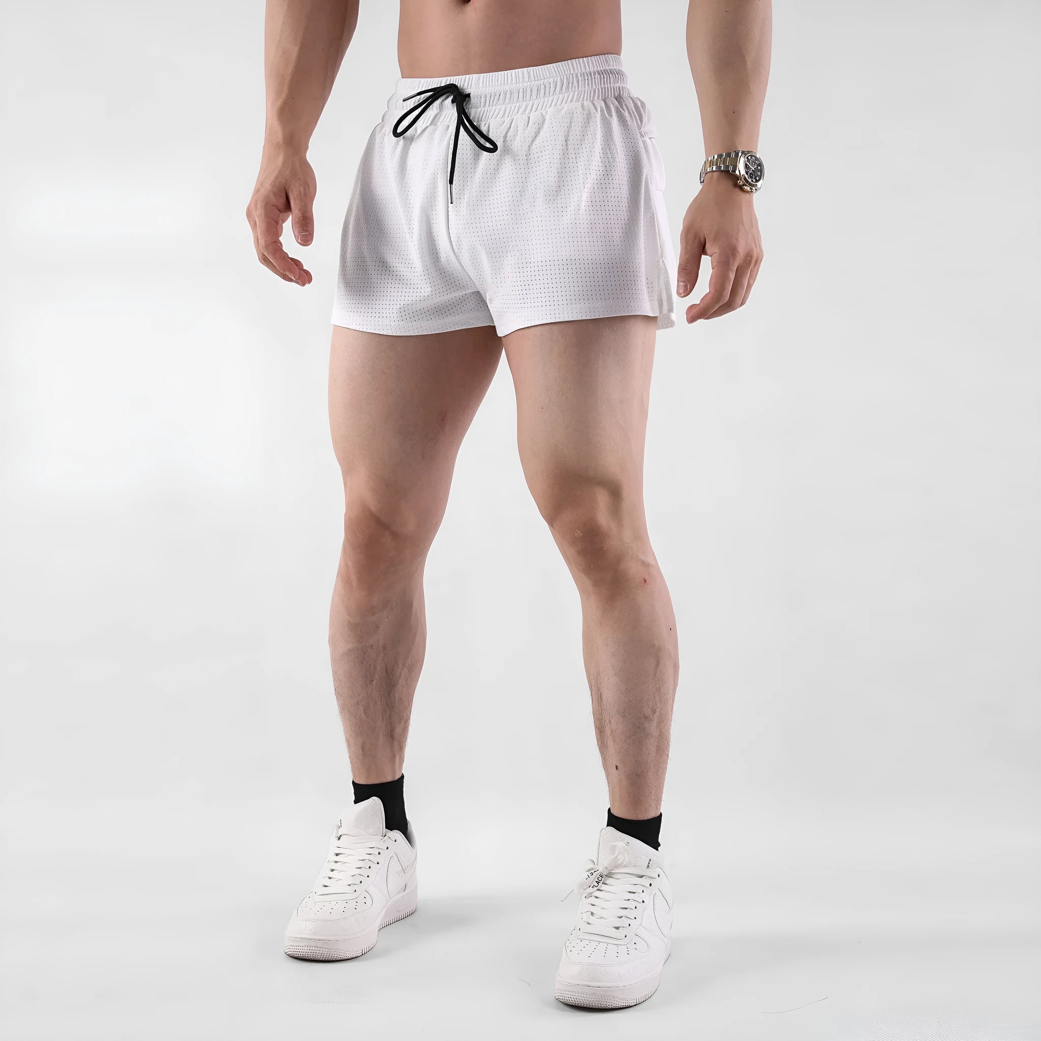 Men's quick-drying nylon summer shorts in black sports leisure style