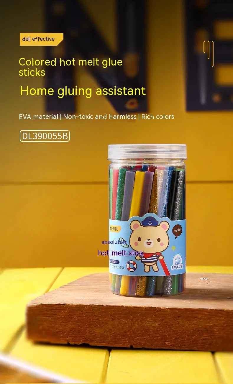 Pack of 55 clear high viscosity hot melt glue sticks with 7mm diameter for craft glue guns.